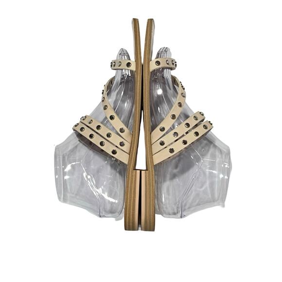 DOLCE VITA  Sandal Studded Strappy Slide Cream Flats Edgy Comfortable Womens 9.5 - Picture 4 of 9